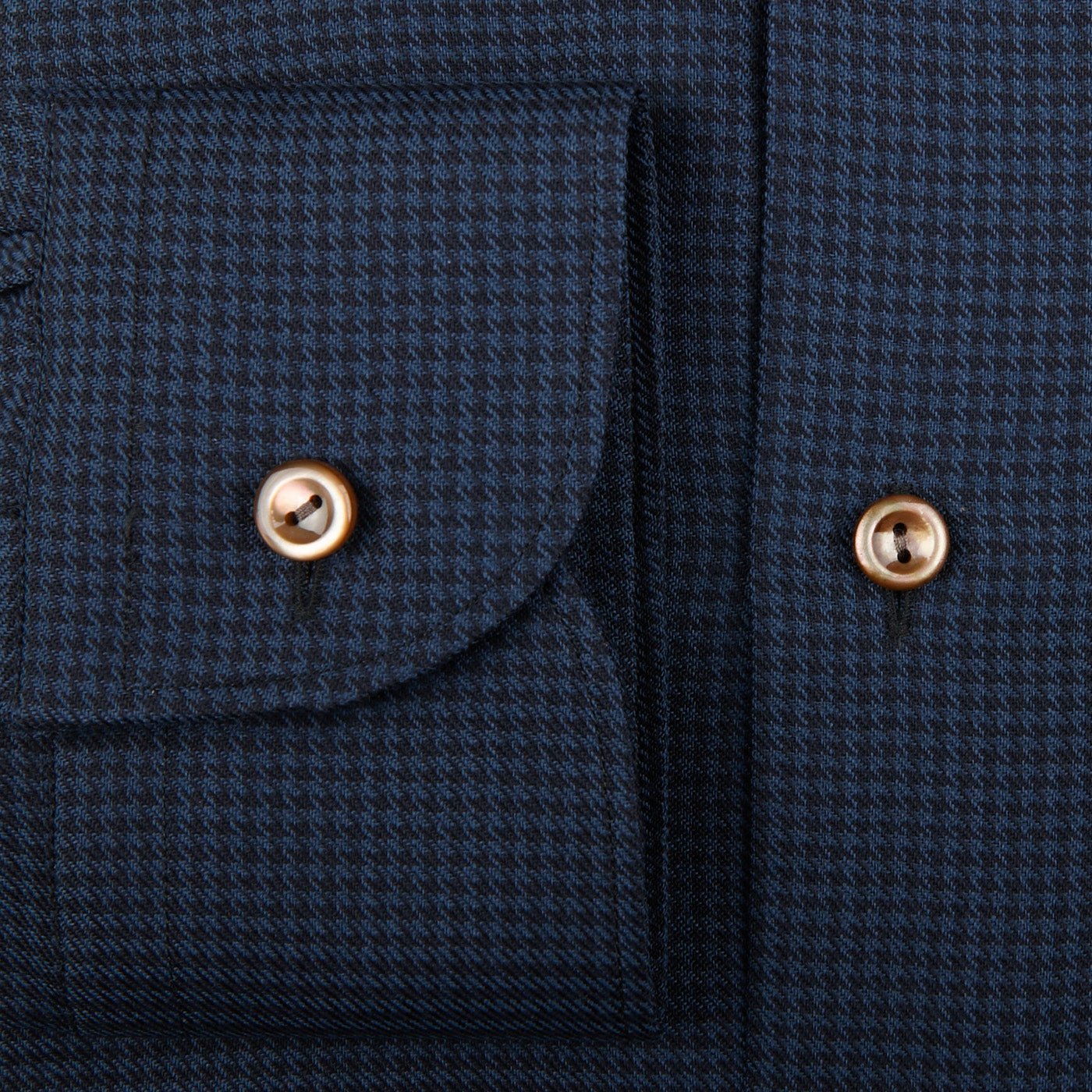 Eton Blue Puppystooth Merino Wool Contemporary Shirt Cuff
