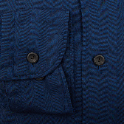 Eton Dark Blue Cotton Tencel Contemporary Shirt Open
