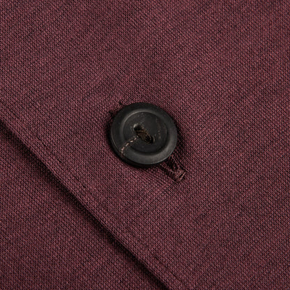 Eton Dark Red Knitted Cotton Pique Shirt Button