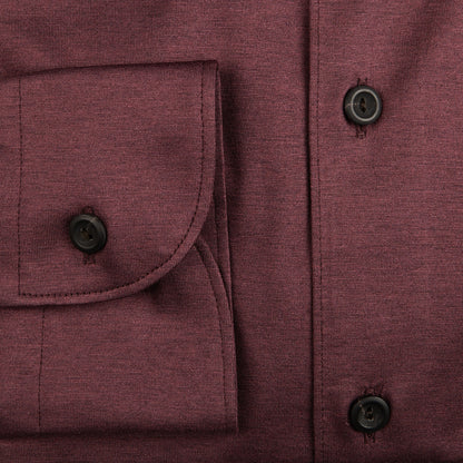 Eton Dark Red Knitted Cotton Pique Shirt Cuff