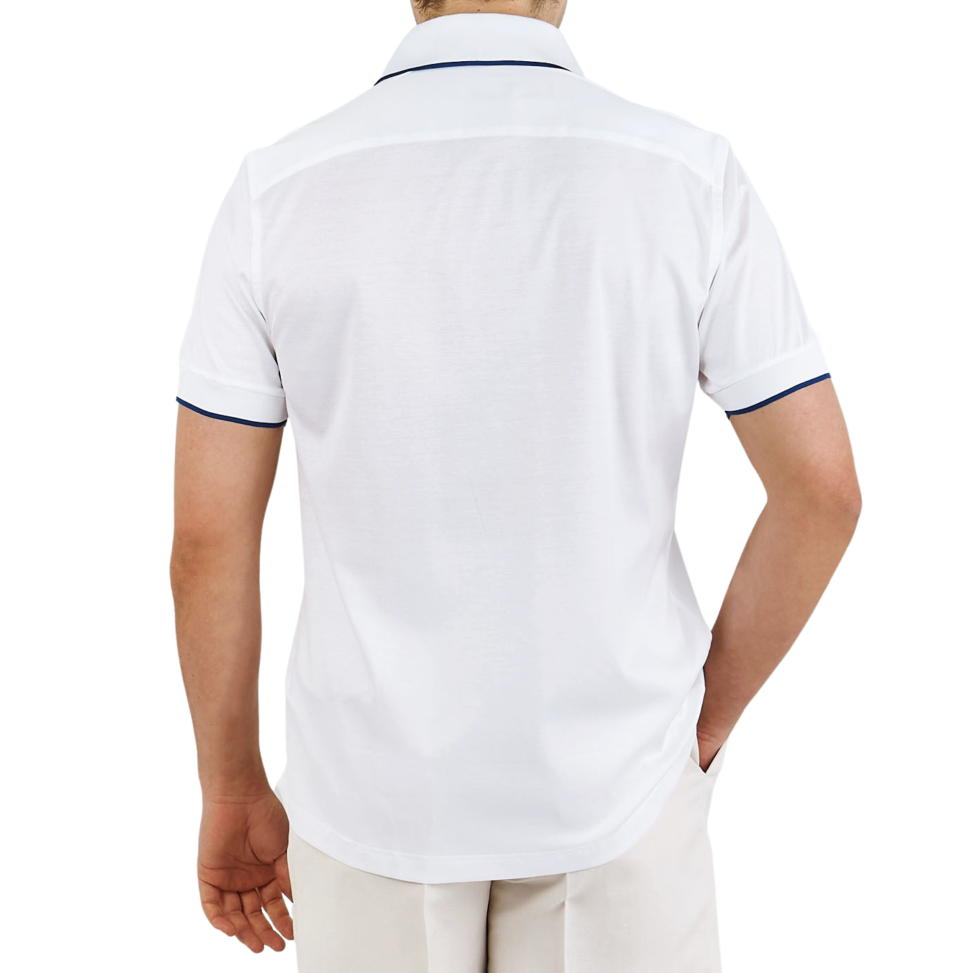 Eton White Filo di Scozia Cotton Polo Shirt Back