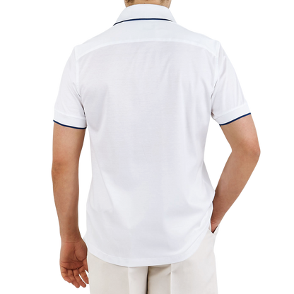 Eton White Filo di Scozia Cotton Polo Shirt Back