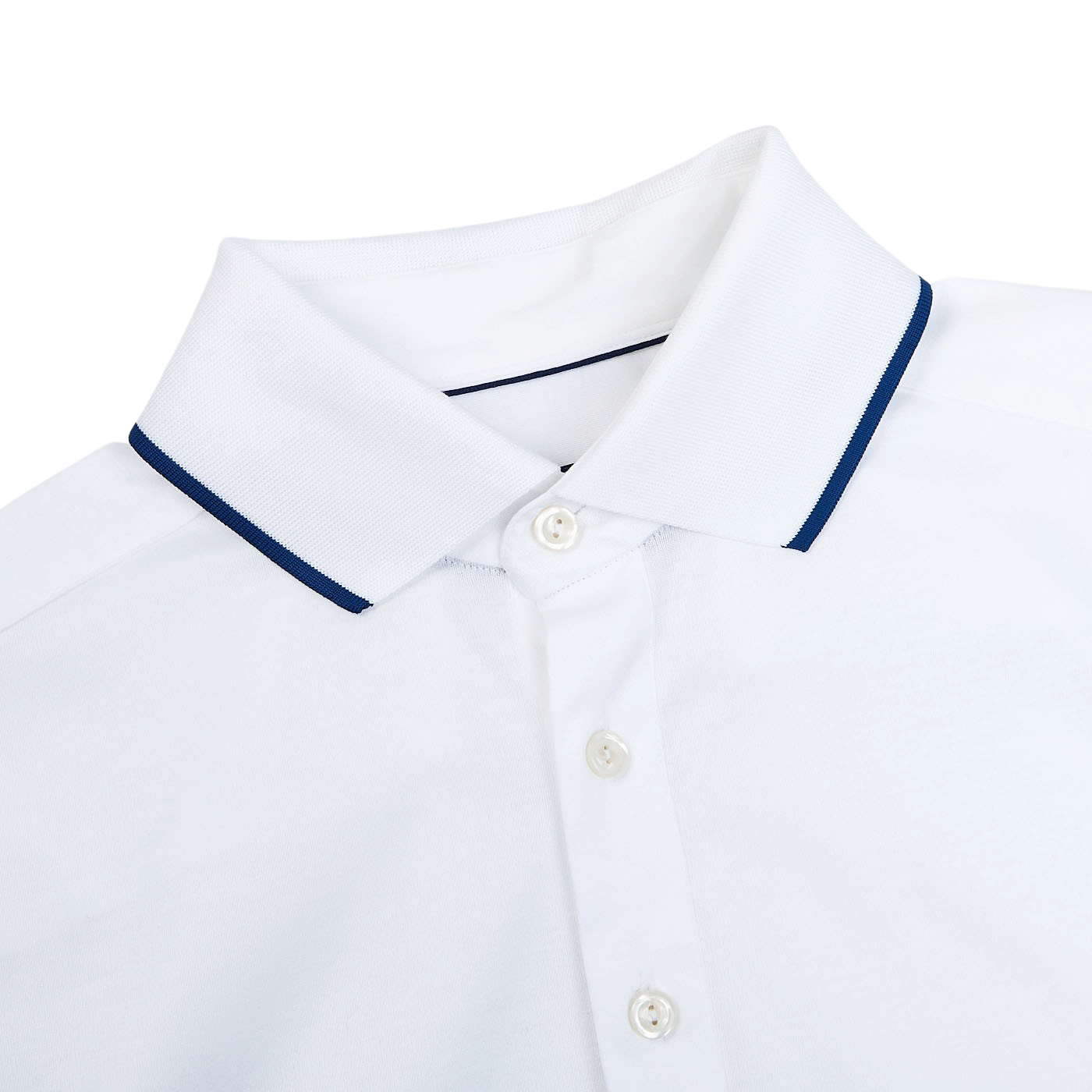 Eton White Filo di Scozia Cotton Polo Shirt Collar