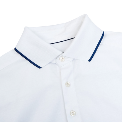 Eton White Filo di Scozia Cotton Polo Shirt Collar