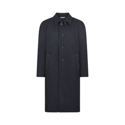Charcoal Grey Virgin Wool Raglan Sleeve Single Breasted Overcoat