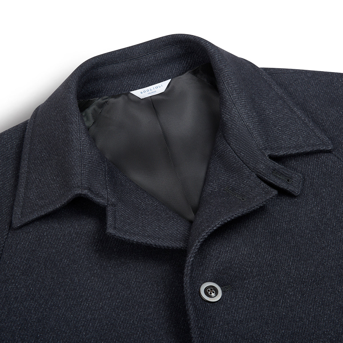 Charcoal Grey Virgin Wool Raglan Sleeve Single Breasted Overcoat