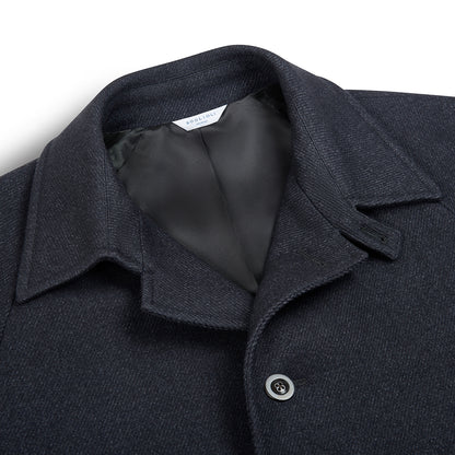 Charcoal Grey Virgin Wool Raglan Sleeve Single Breasted Overcoat