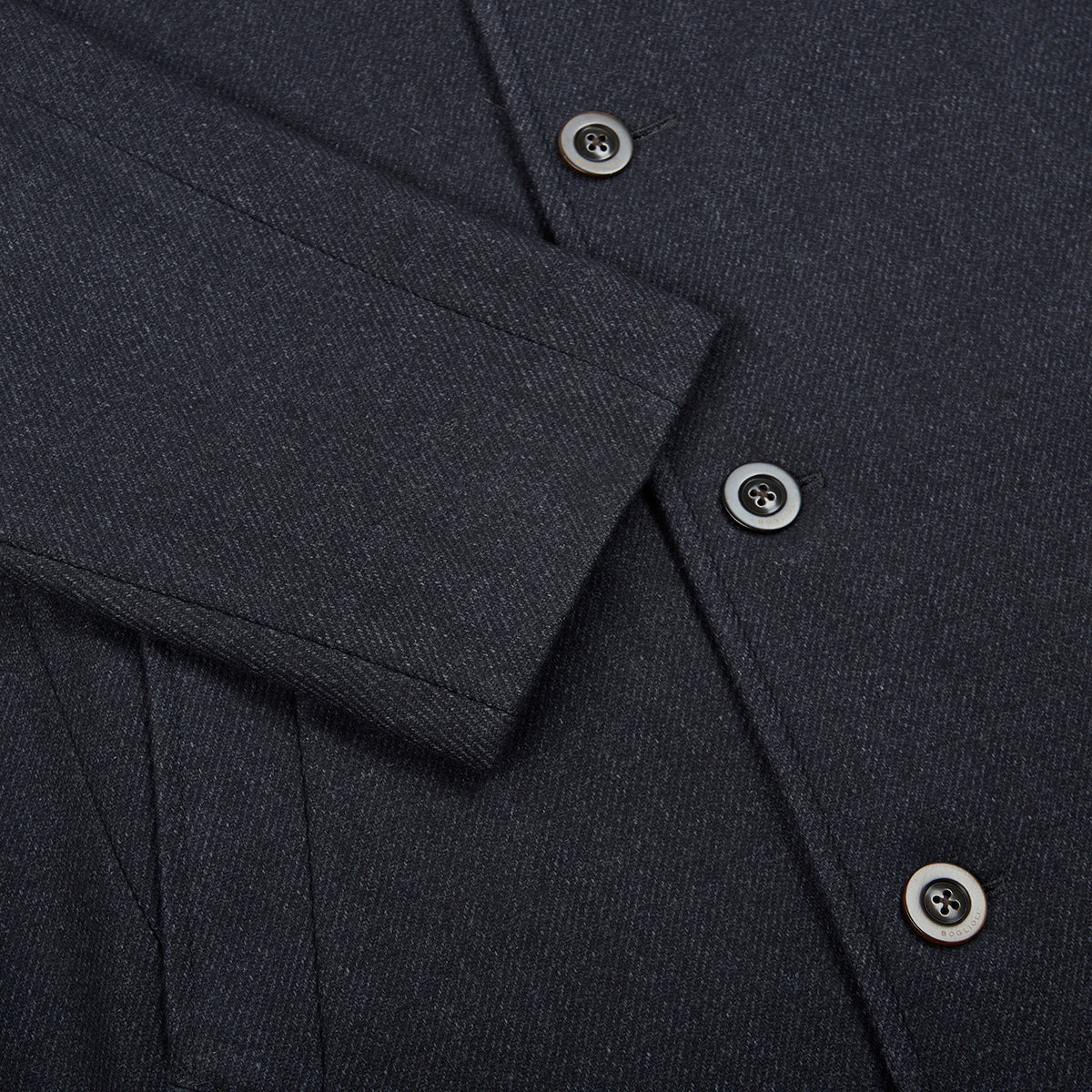 Charcoal Grey Virgin Wool Raglan Sleeve Single Breasted Overcoat