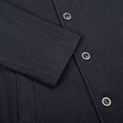 Charcoal Grey Virgin Wool Raglan Sleeve Single Breasted Overcoat