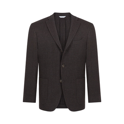 Brown/Black Wool Cashmere Glen Check K Jacket
