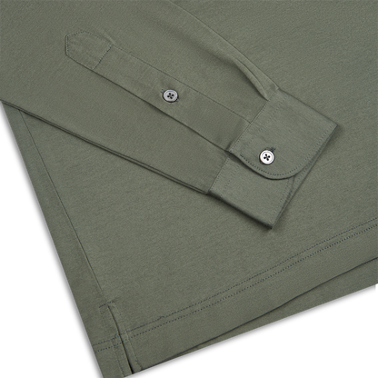 Olive Supima Cotton Jersey Long Sleeve Polo
