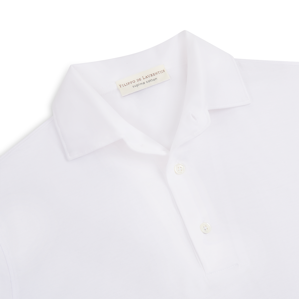 White Supima Cotton Jersey Long Sleeve Polo