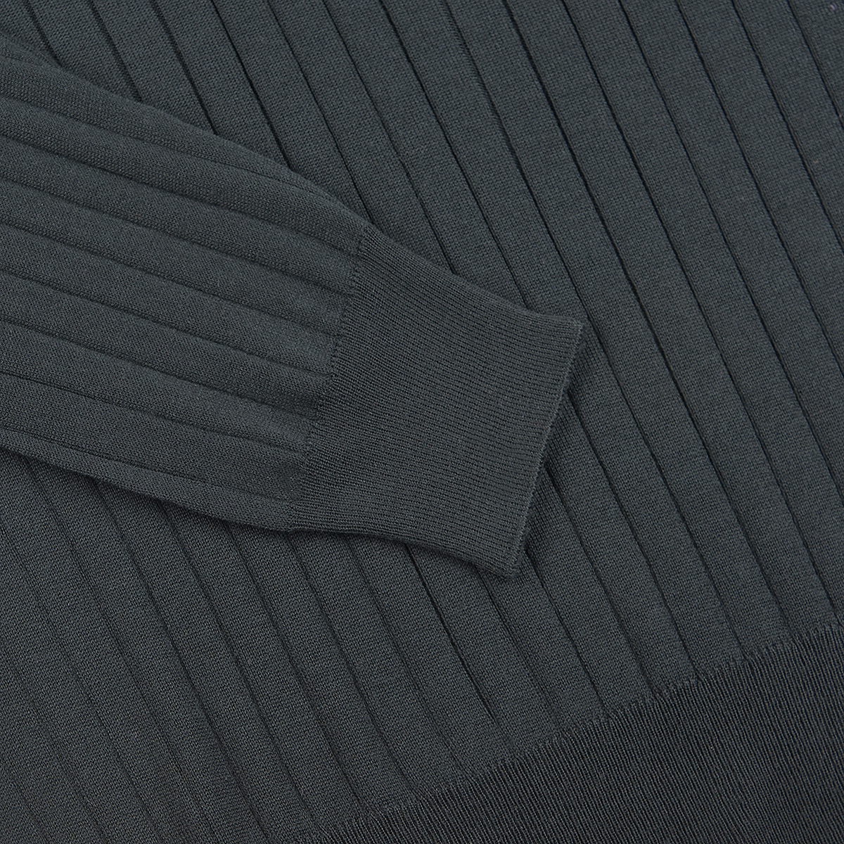 Dark Green Merino Wool Mock Neck Sweater