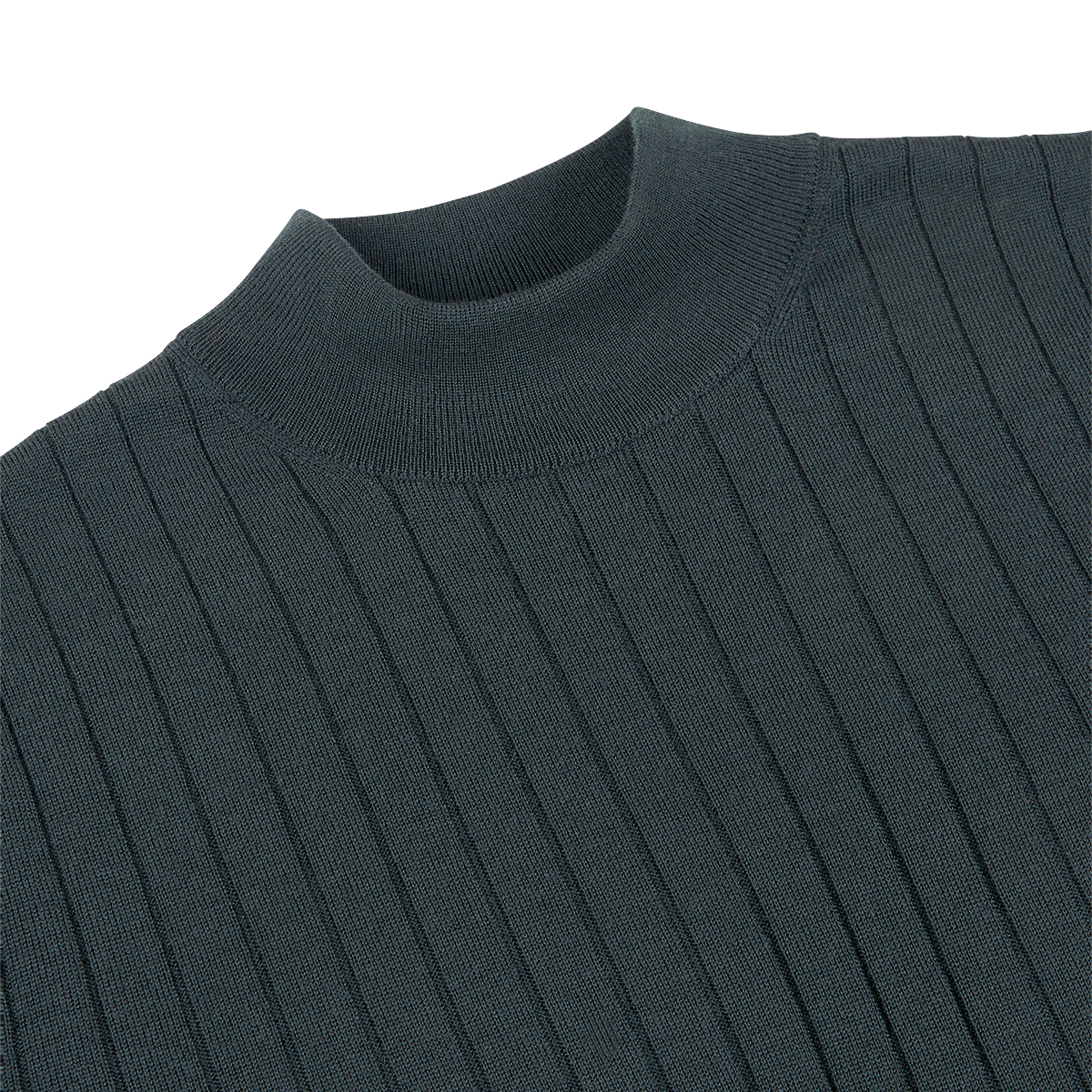 Dark Green Merino Wool Mock Neck Sweater