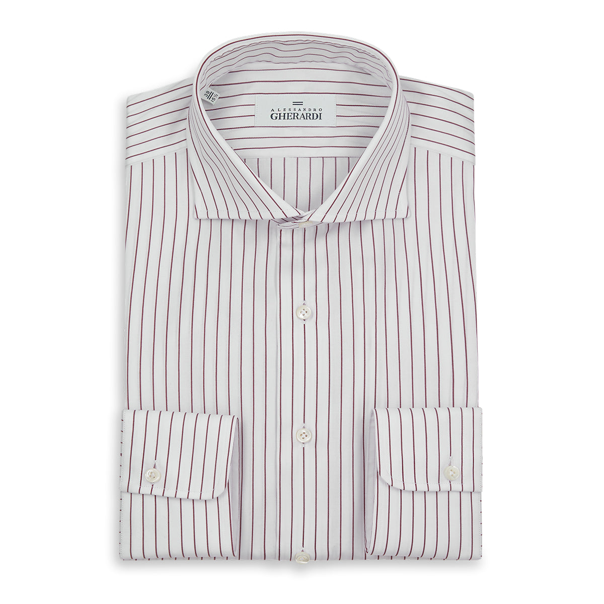 Burgundy Stripe 100% Cotton Single Cuff Shirt