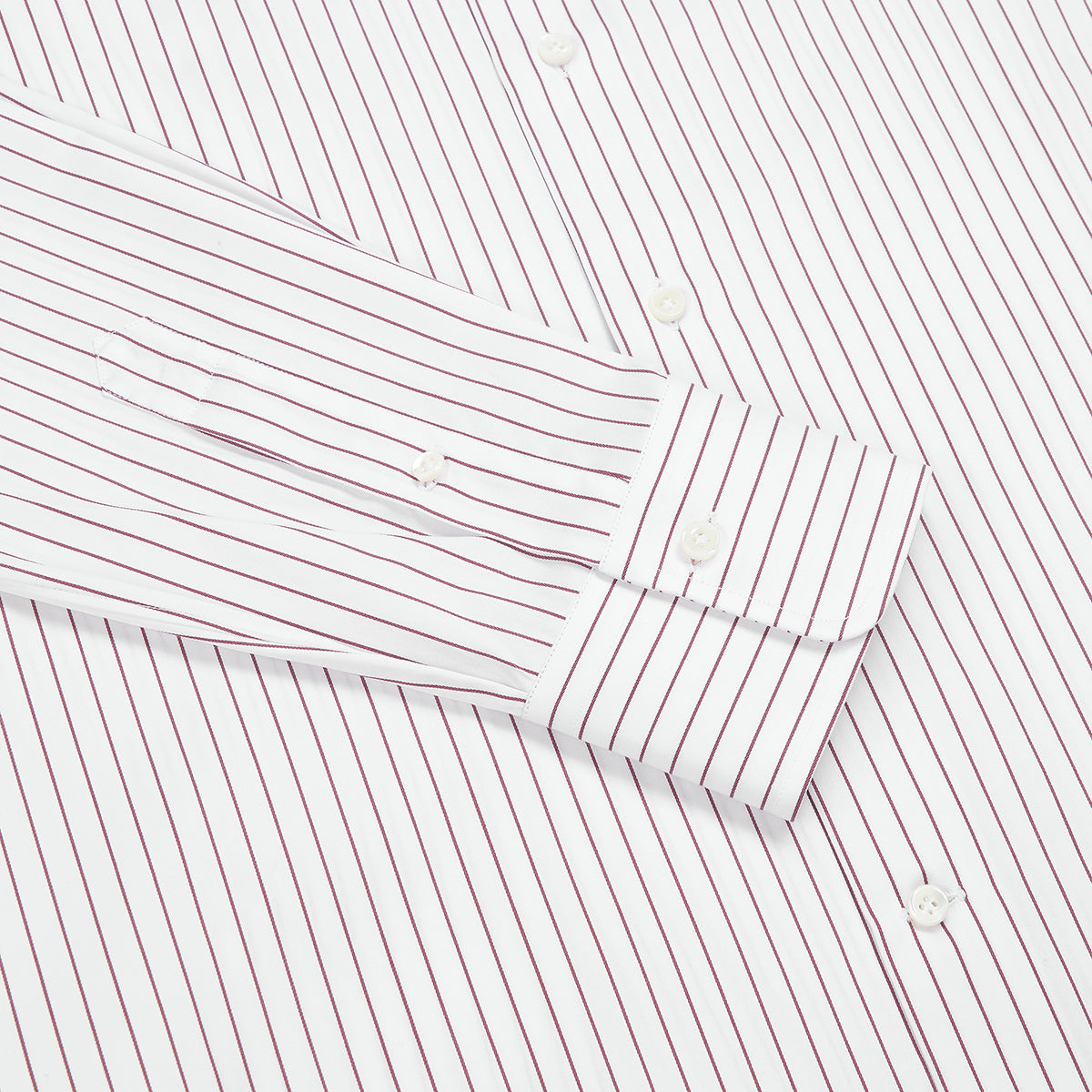 Burgundy Stripe 100% Cotton Single Cuff Shirt