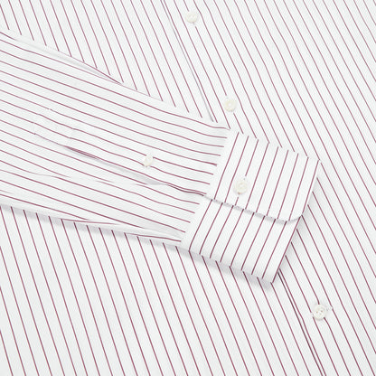 Burgundy Stripe 100% Cotton Single Cuff Shirt