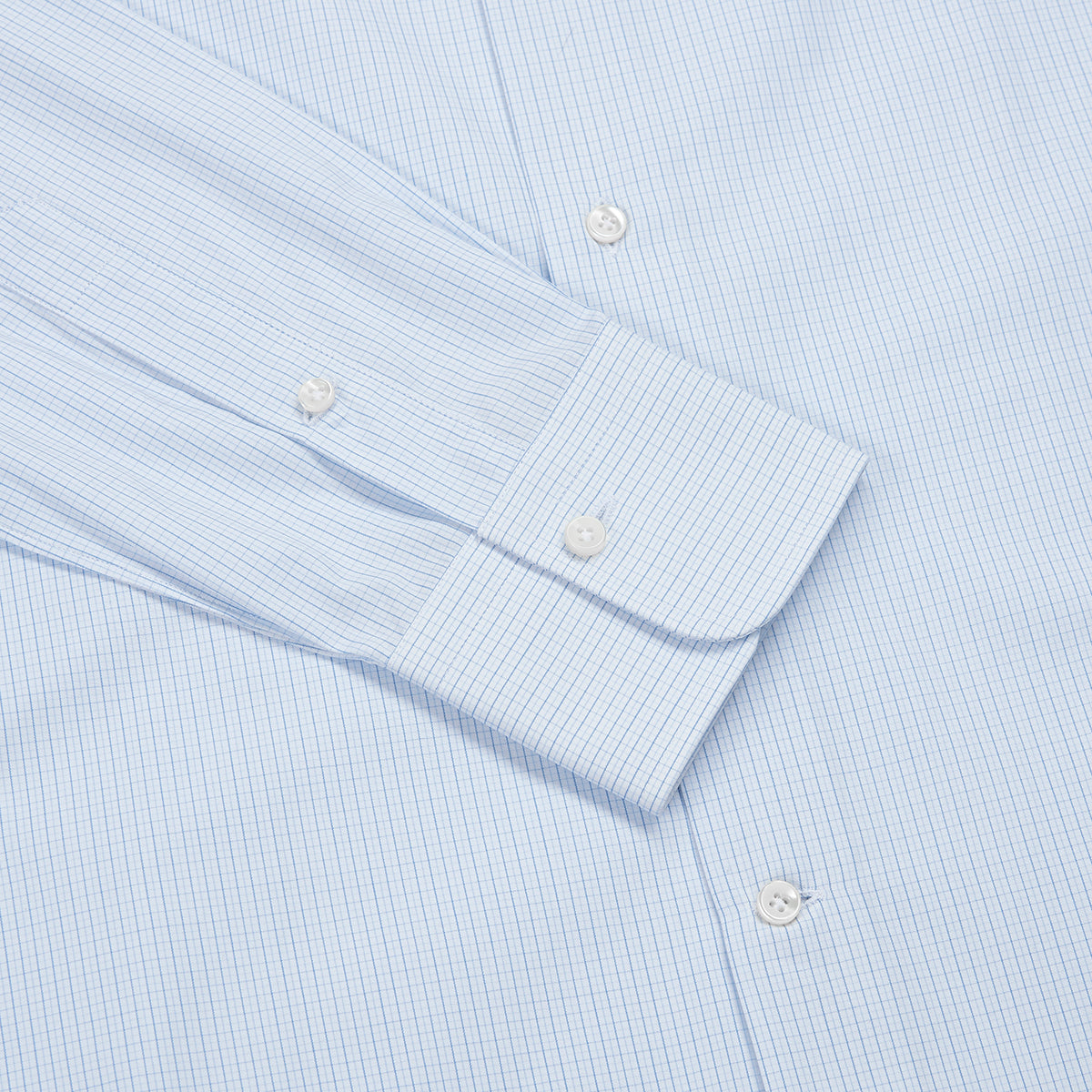 Blue Check 100% Cotton Single Cuff Shirt