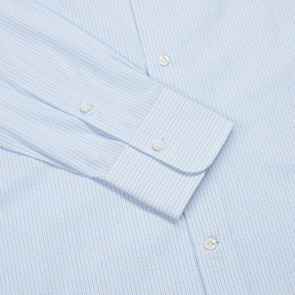 Blue Check 100% Cotton Single Cuff Shirt