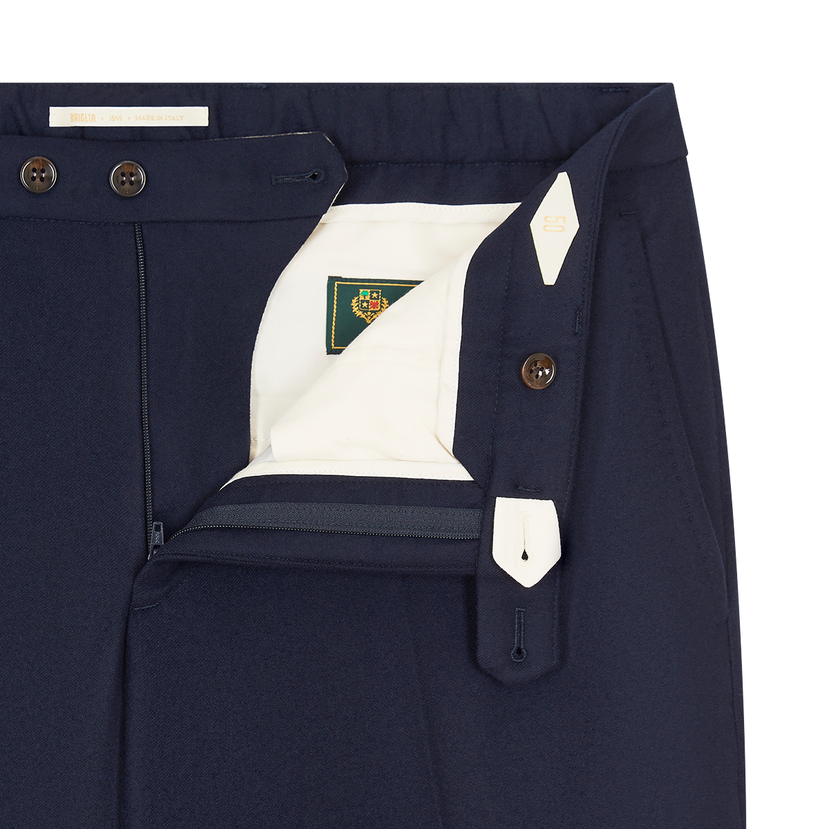Navy Blue Loro Piana Wool Flannel Elasticated Waist Trousers
