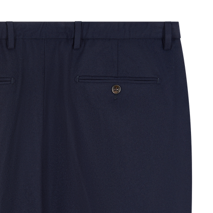 Navy Blue Loro Piana Wool Flannel Elasticated Waist Trousers