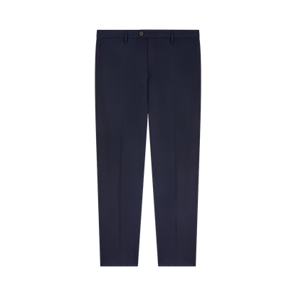 Navy Blue Loro Piana Wool Flannel Elasticated Waist Trousers
