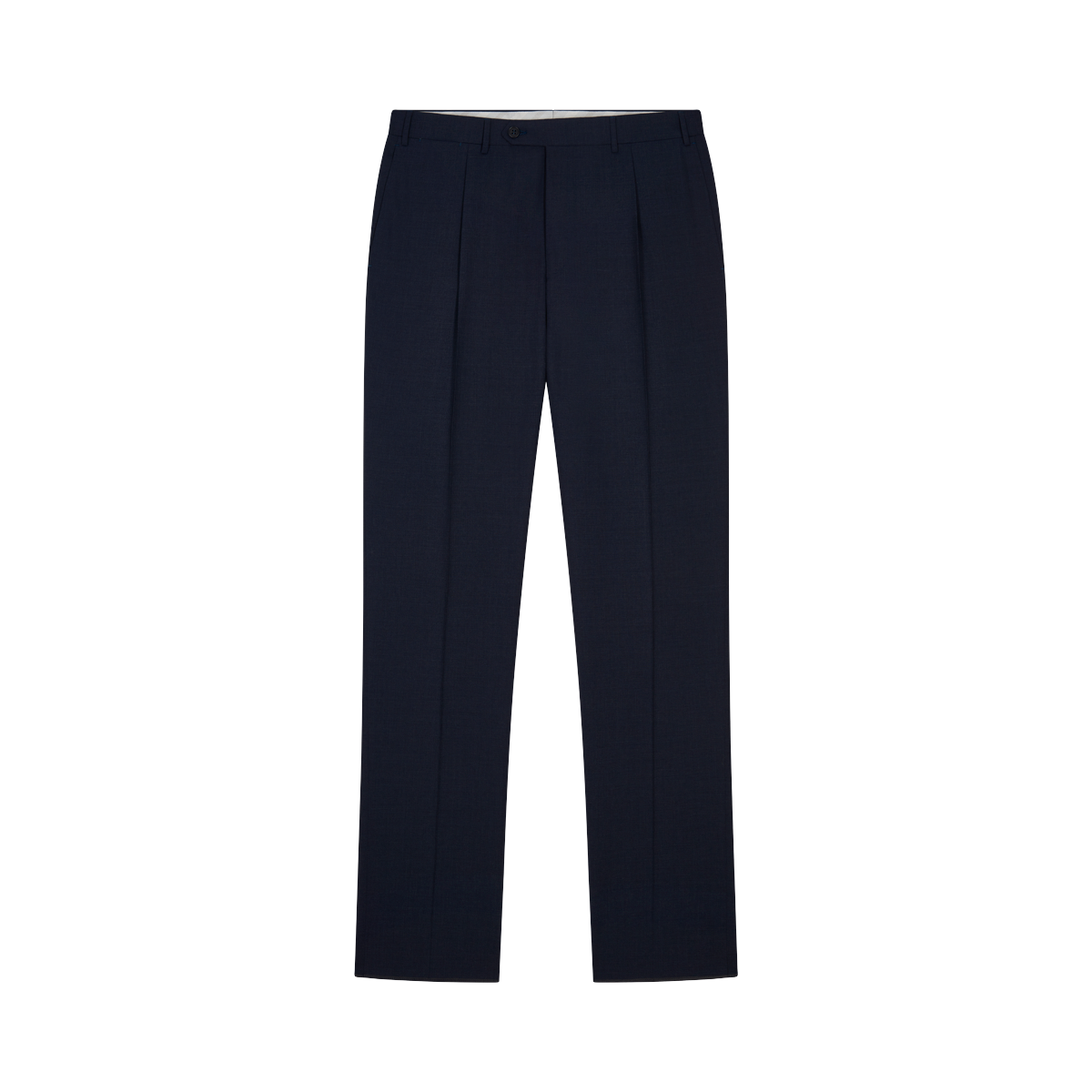 Blue Wool Stretch Pleated Trouser