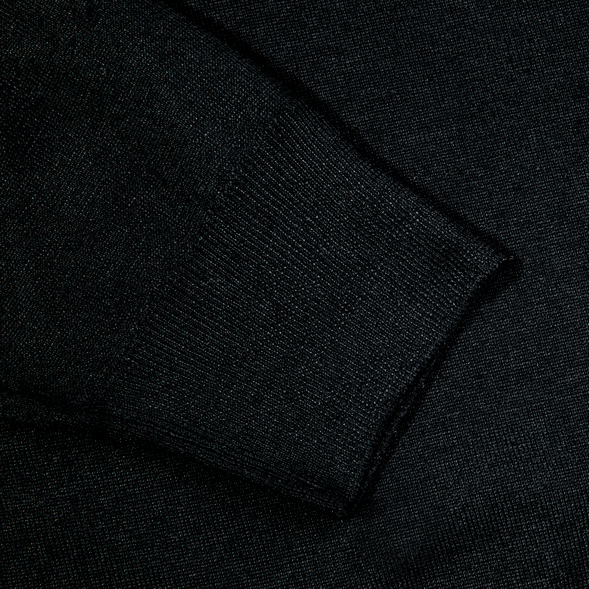 Black 140s Wool Mock Neck Sweater