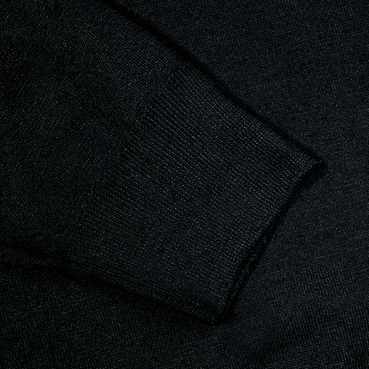 Black 140s Wool Mock Neck Sweater