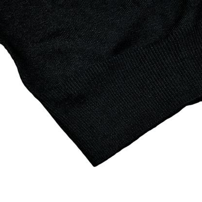 Black 140s Wool Mock Neck Sweater
