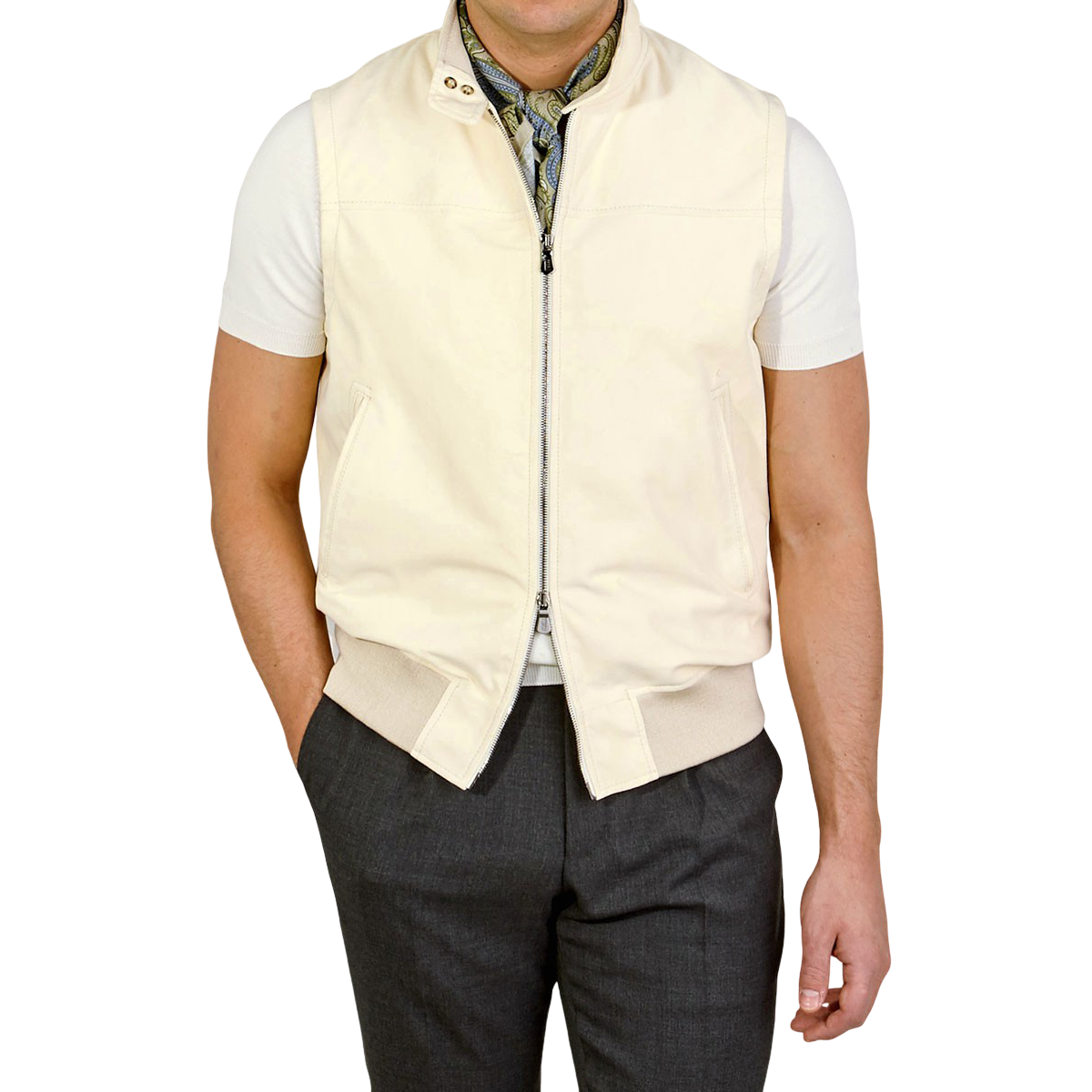 Fedeli Chamois Goatskin Leather Suede Gilet Front