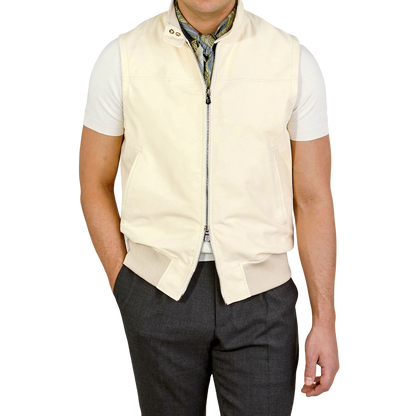 Fedeli Chamois Goatskin Leather Suede Gilet Front
