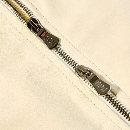 Fedeli Chamois Goatskin Leather Suede Gilet Zipper