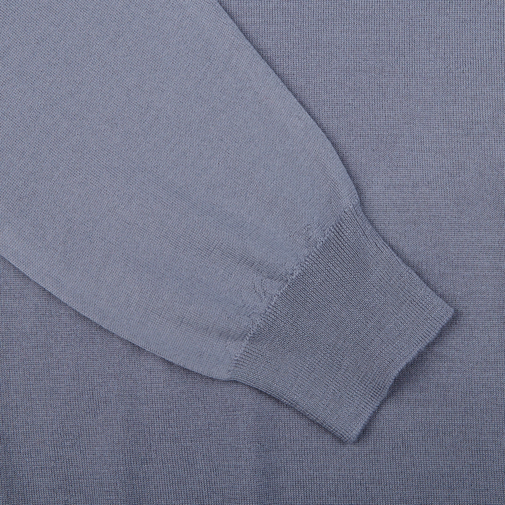 Fedeli Light Blue 140s Wool Mockneck Sweater Cuff