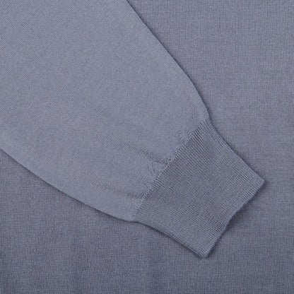 Fedeli Light Blue 140s Wool Mockneck Sweater Cuff