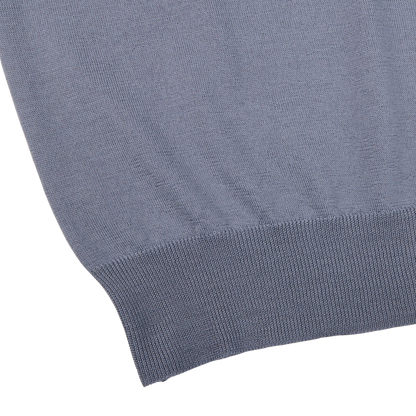 Fedeli Light Blue 140s Wool Mockneck Sweater Edge
