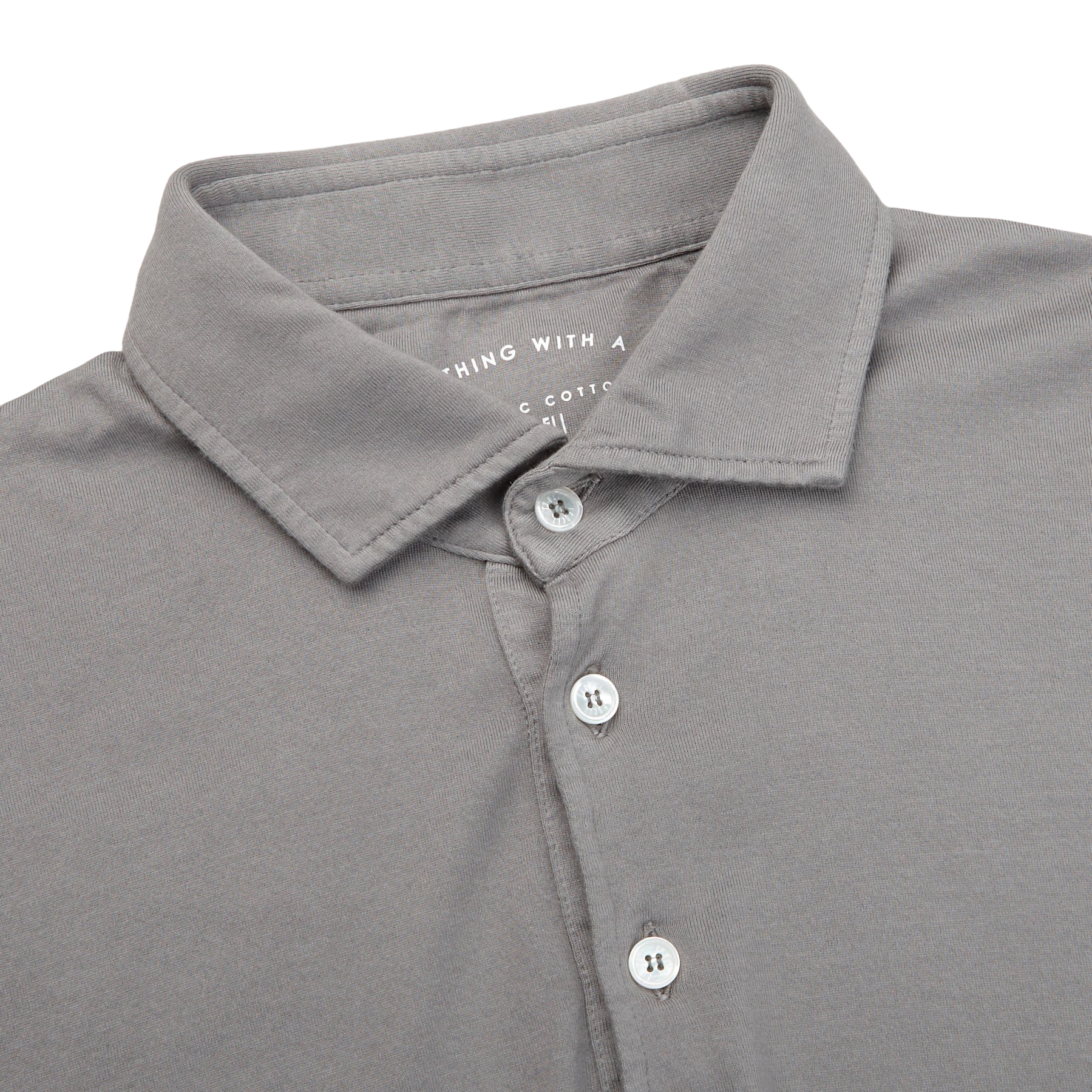 Fedeli Light Grey Organic Cotton Polo Shirt Collar