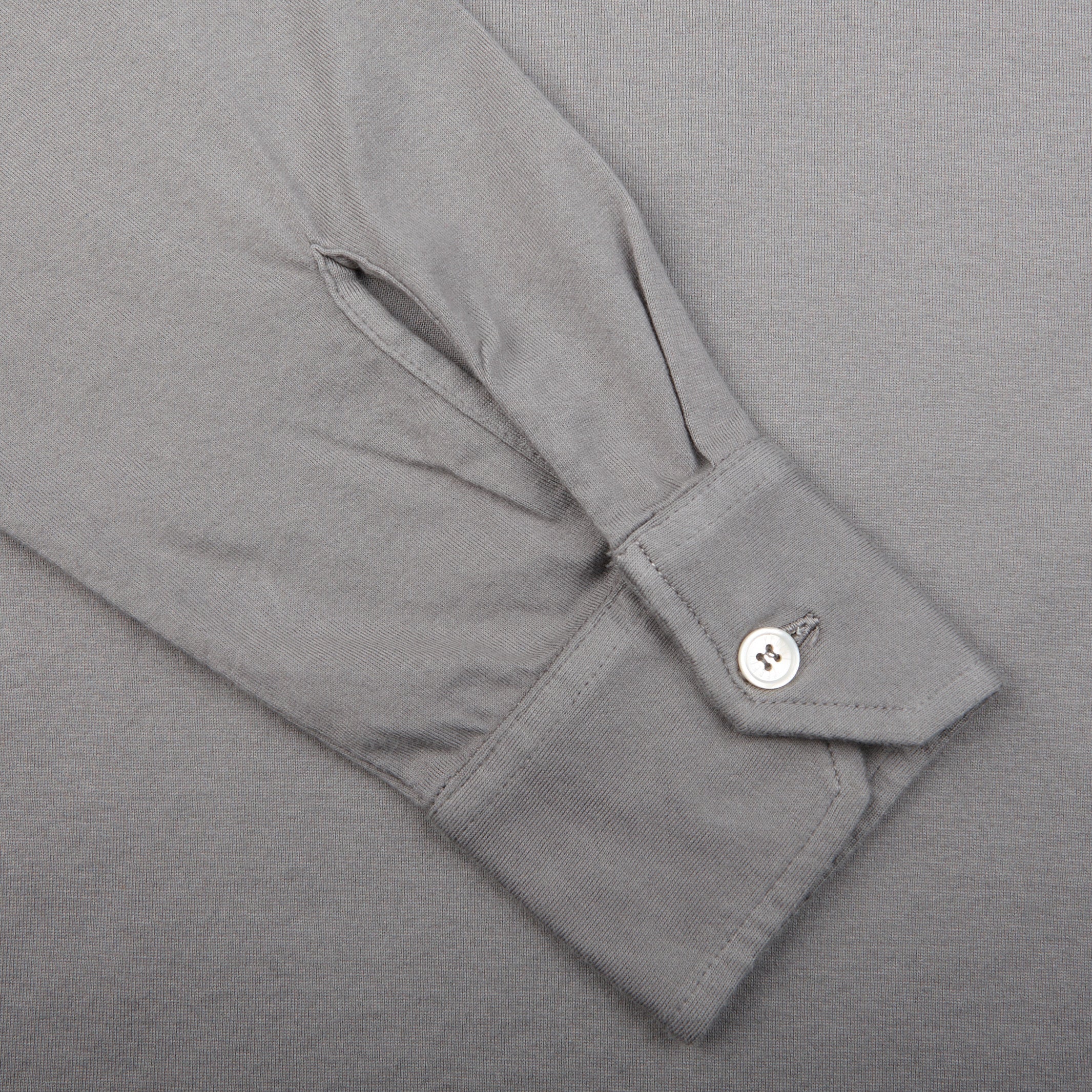 Fedeli Light Grey Organic Cotton Polo Shirt Cuff