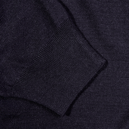 Navy 140s Wool Mock Neck Sweater
