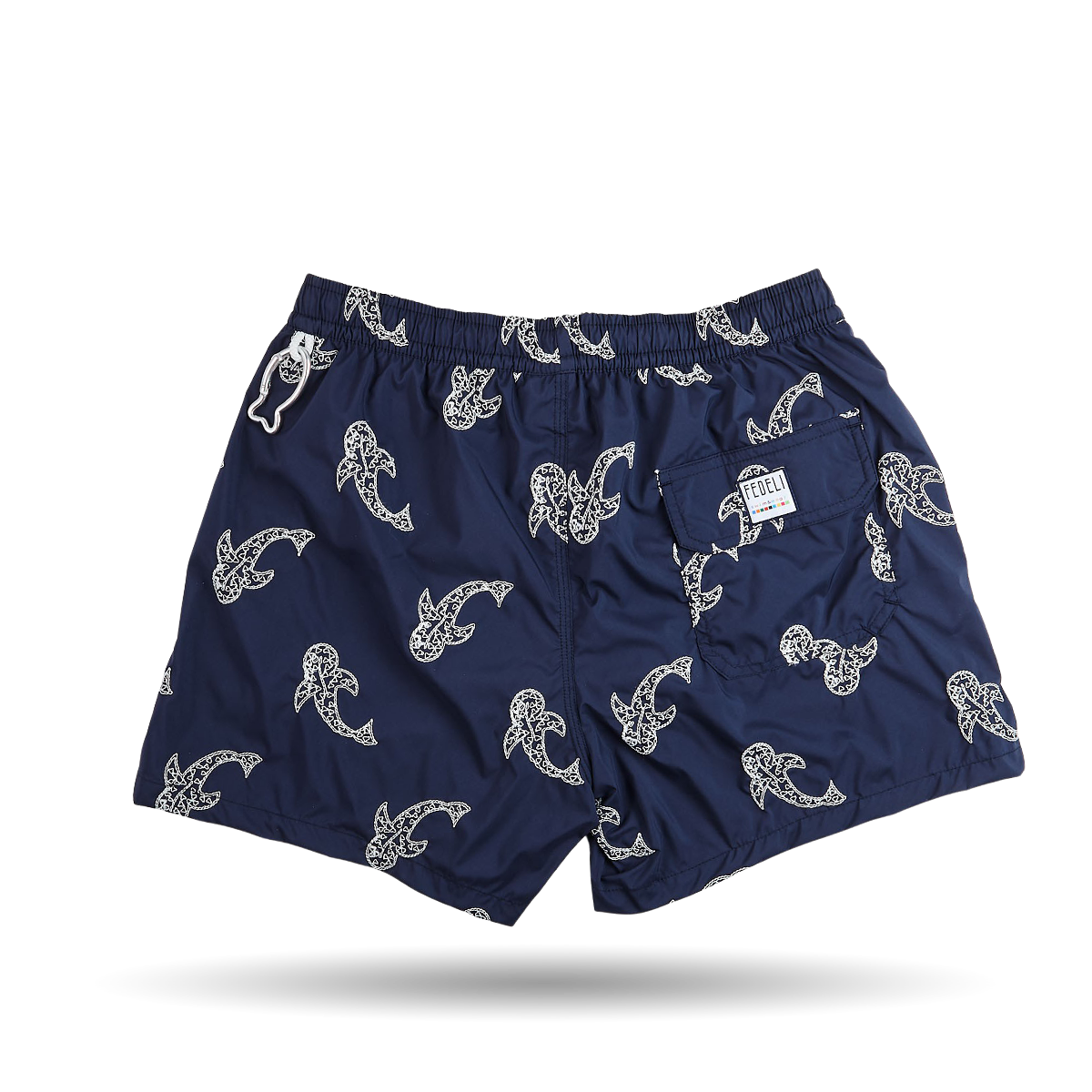 Fedeli Navy Embroidered Whales Swimwear Back