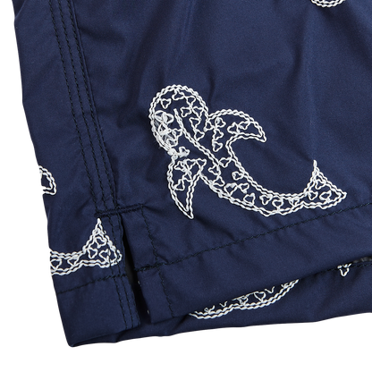 Fedeli Navy Embroidered Whales Swimwear Cuff
