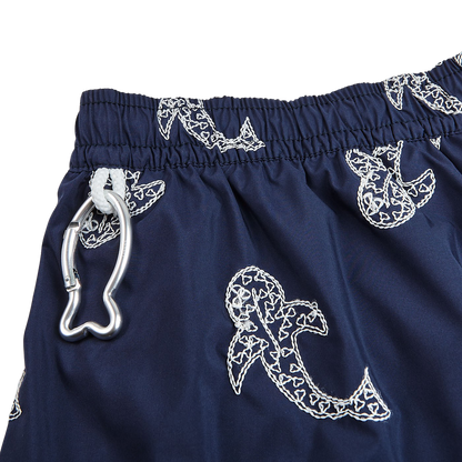 Fedeli Navy Embroidered Whales Swimwear Edge