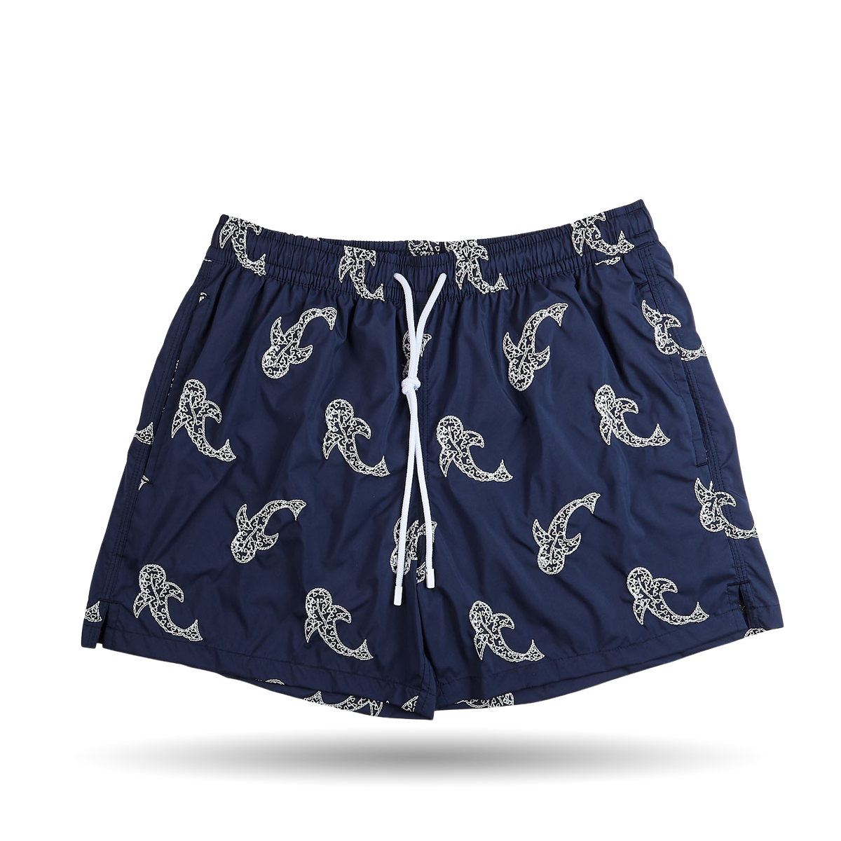 Fedeli Navy Embroidered Whales Swimwear Front