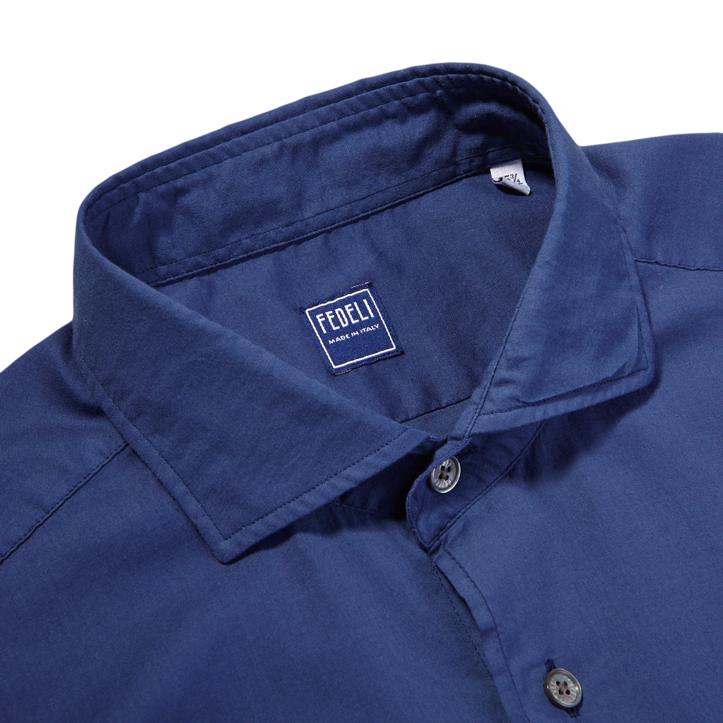 Fedeli Navy Stretch Cotton Beach Shirt Collar