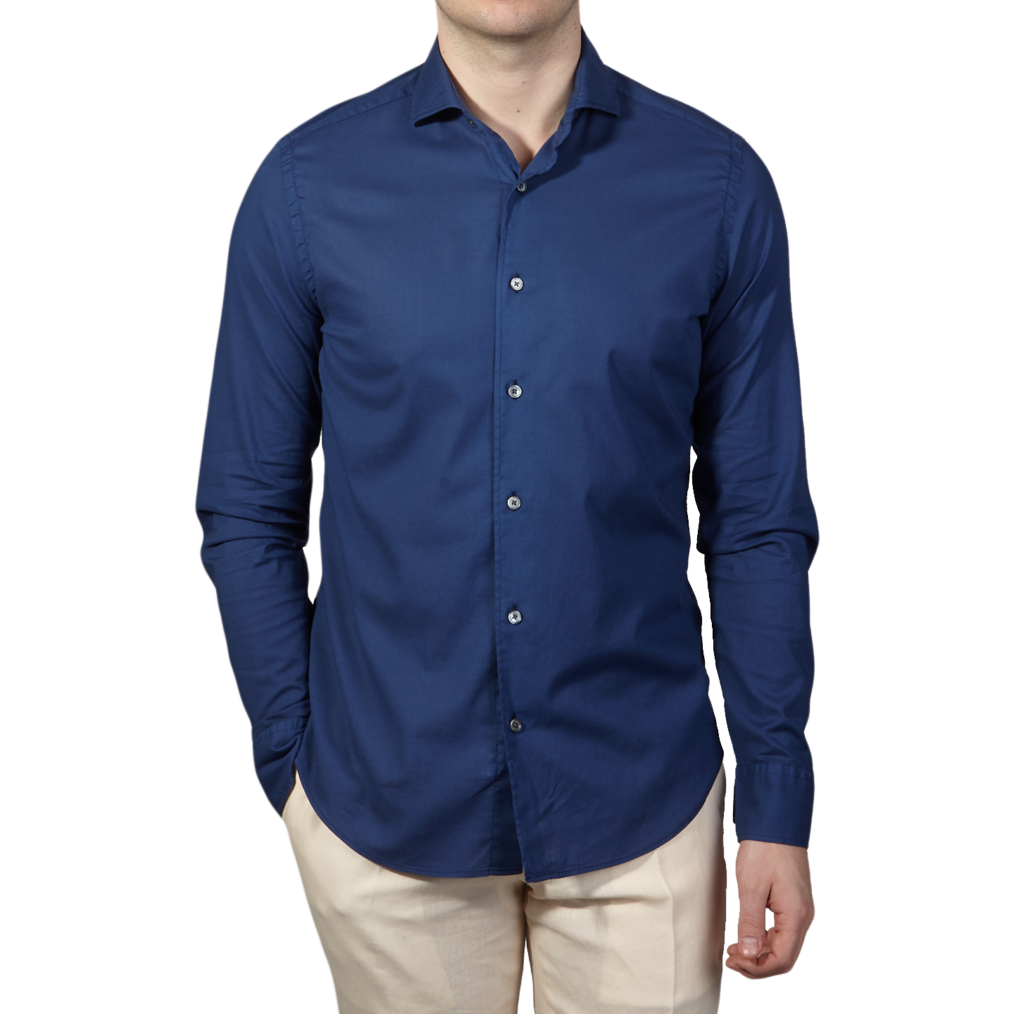 Fedeli Navy Stretch Cotton Beach Shirt Front
