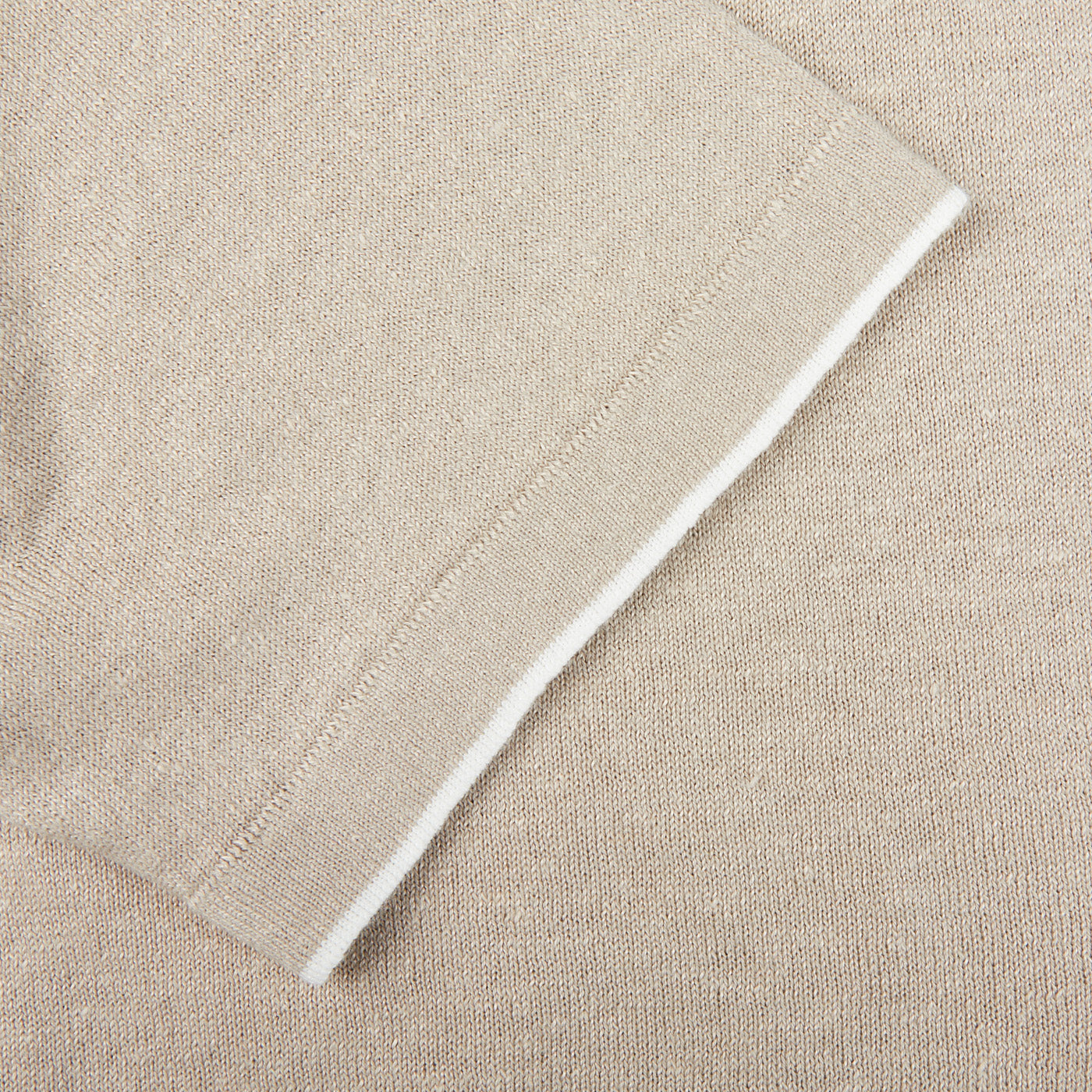 Fedeli Sand Beige Cotton Linen Bowling Shirt Cuff