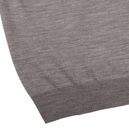 Fedeli Taupe Grey Super 140s Wool Polo Shirt Edge