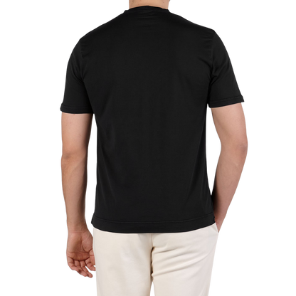 Fedeli Washed Black Organic Cotton Jersey T-Shirt Back