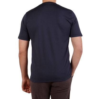 Fedeli Washed Blue Organic Cotton Jersey T-Shirt Back