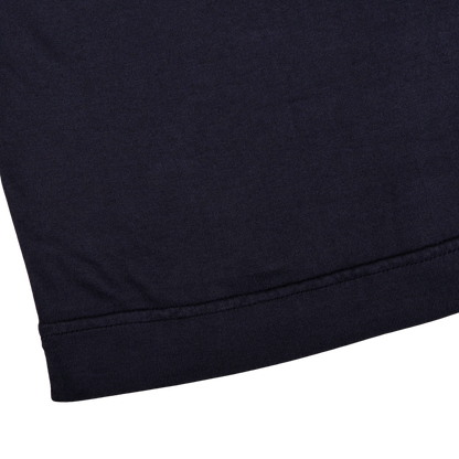 Fedeli Washed Blue Organic Cotton Jersey T-Shirt Edge